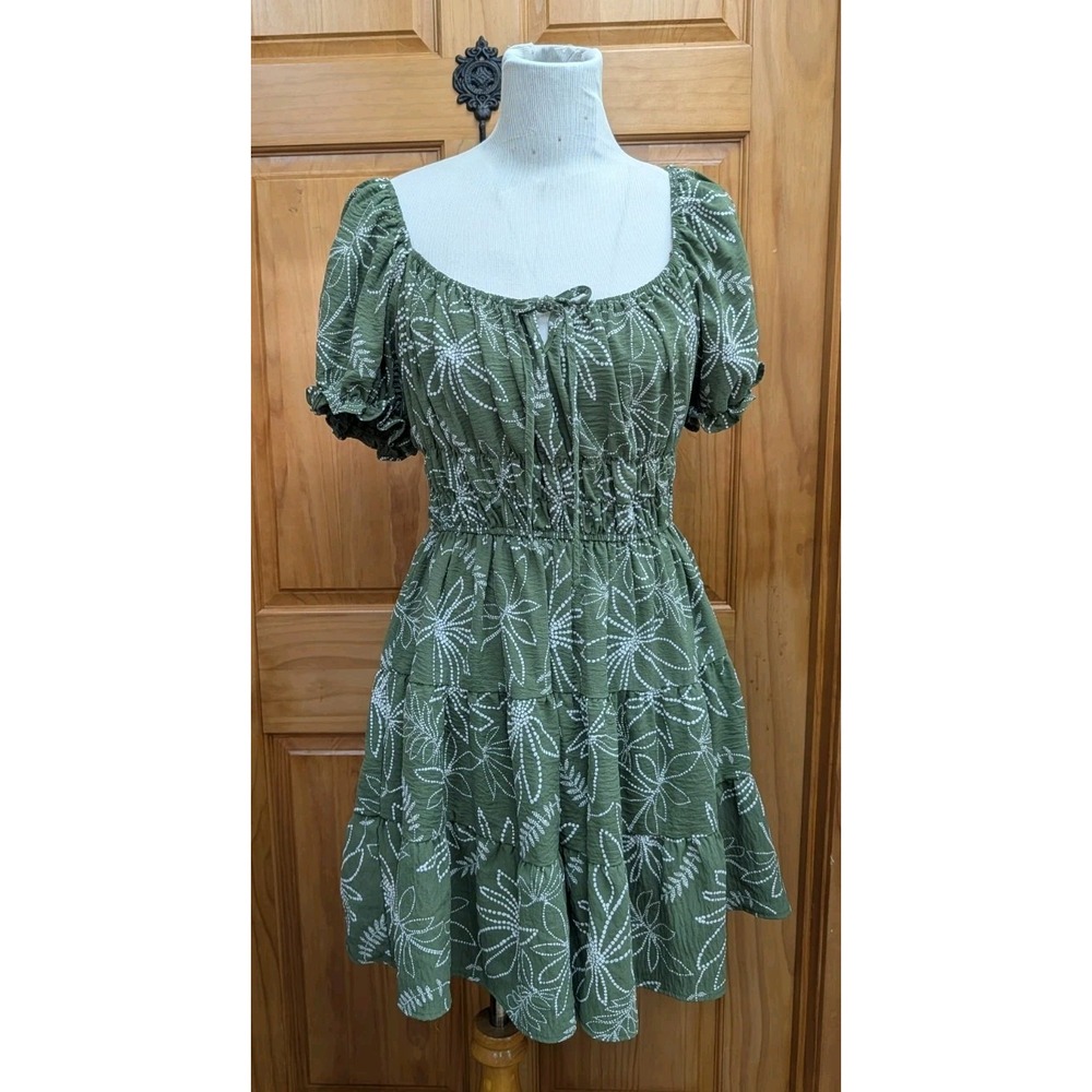 Liberty Love Women's 1 XL Dress Tiered Skirt Puffy Sleeves Baby Doll Whimsical